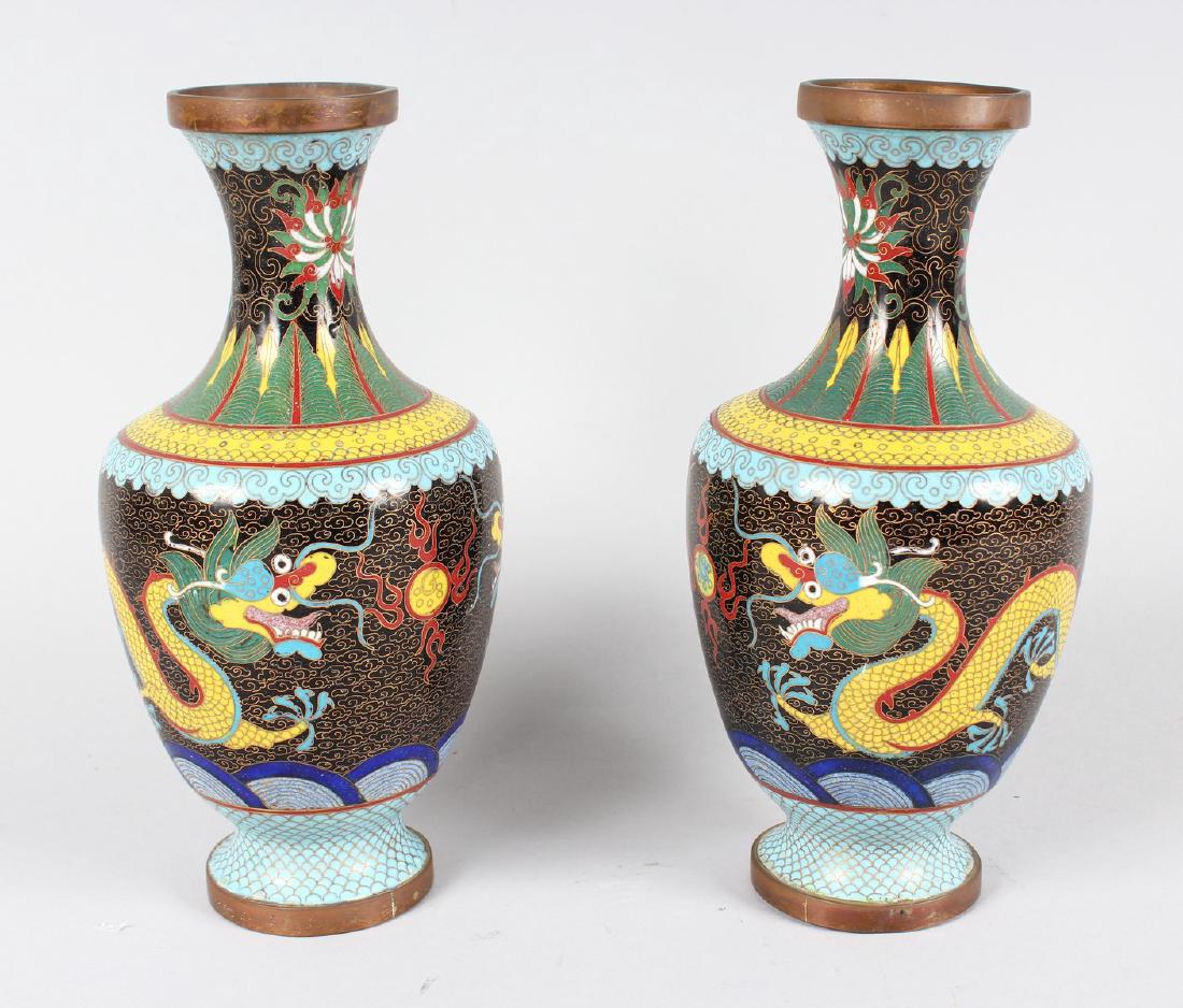 A PAIR OF JAPANESE CLOISONNE ENAMEL BULBOUS VASES (1 of 1)