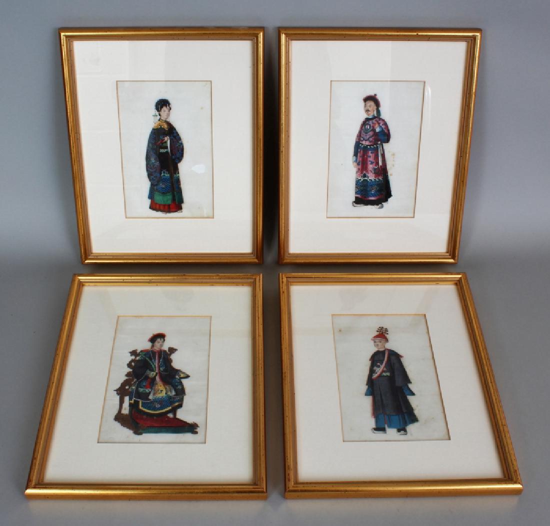 A SET OF FOUR 19TH CENTURY CHINESE FRAMED PAINTINGS ON (1 of 6)