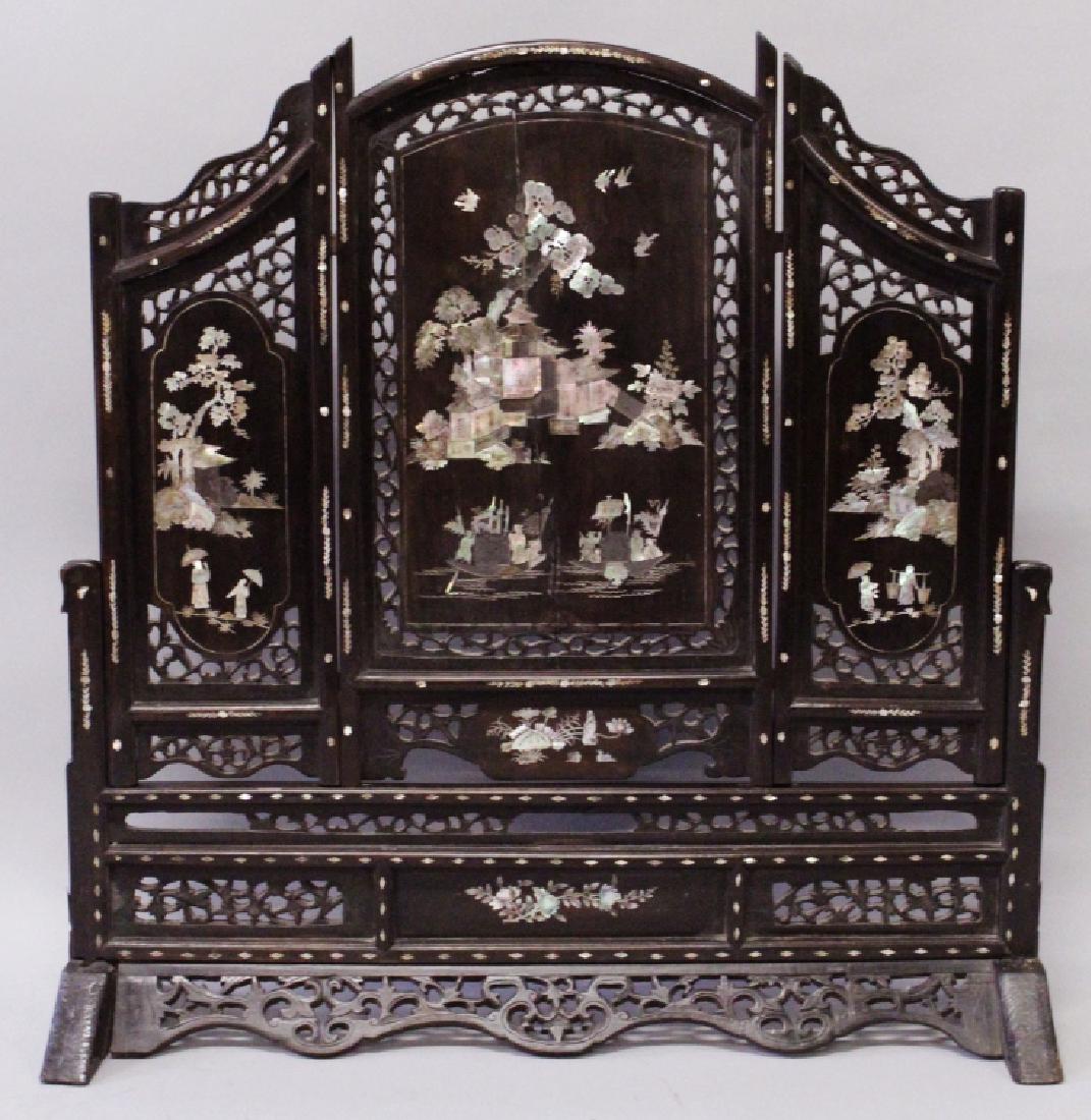A 19TH CENTURY CHINESE MOTHER-OF-PEARL INLAID SECTIONAL (1 of 4)