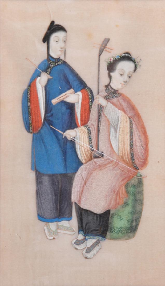 19th Century Chinese School. Two Musicians, Mixed Media (1 of 8)