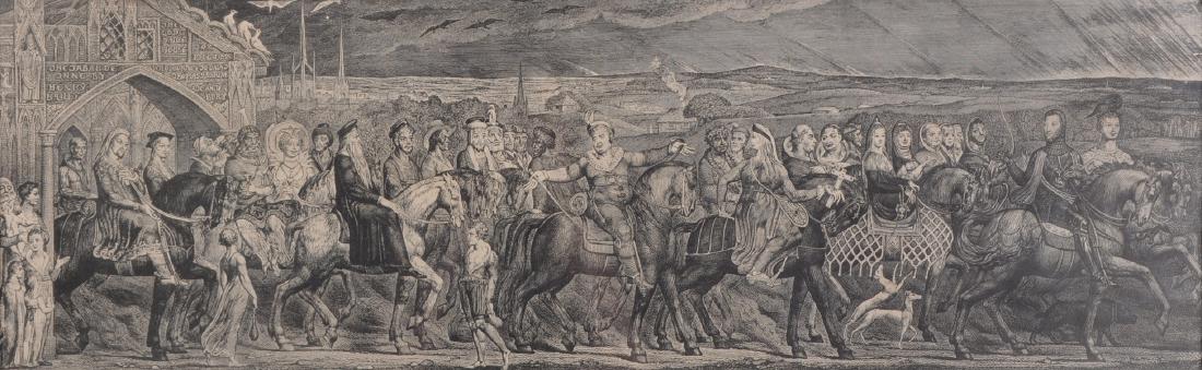 After William Blake (1757-1827) British. "Chaucers: After William Blake (1757-1827) British. "Chaucers Canterbury Tales", Engraving, 8.5" x 23.75".