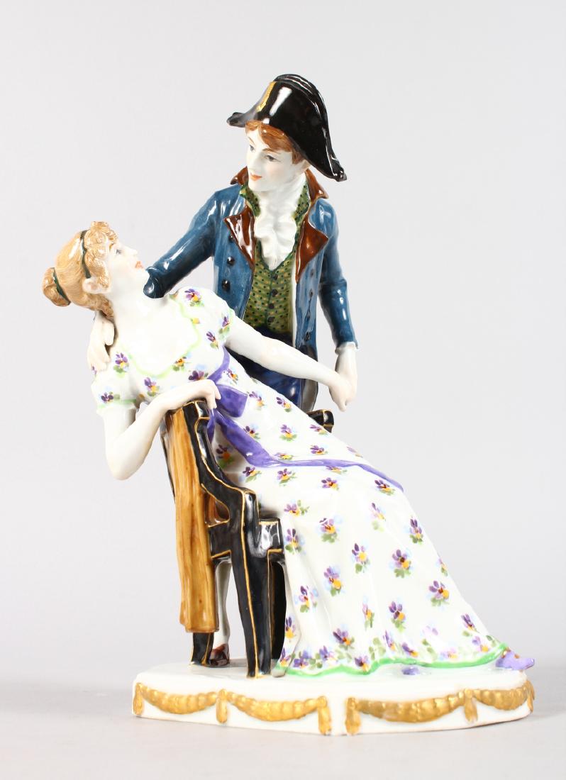 A GOOD MEISSEN GROUP OF LOVERS in 19th Century costume (1 of 4)