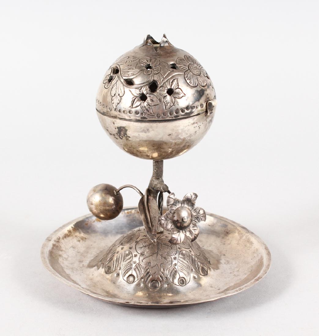 A SILVER INCENSE BURNER.: A SILVER INCENSE BURNER.