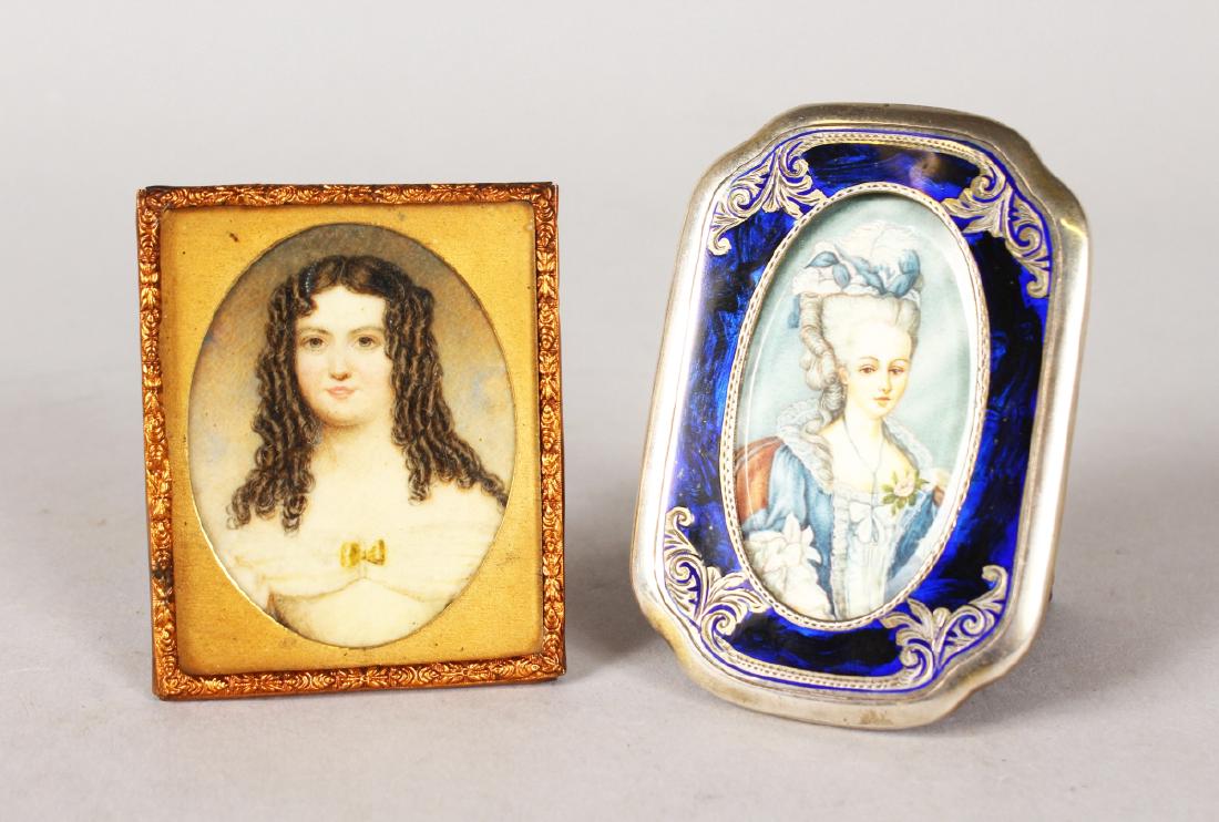 A .800 SILVR FRAMED MINIATURE OF A LADY, and another (1 of 4)