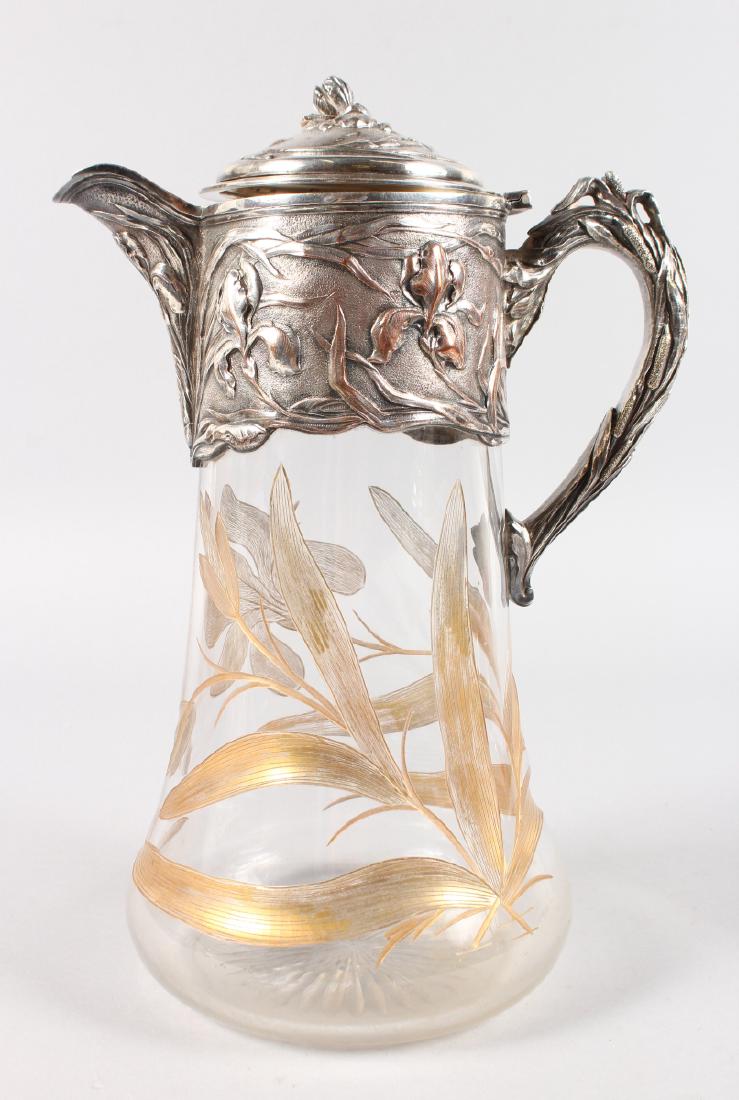 A GOOD ART DECO FRENCH LEMONADE JUG, the body engraved (1 of 4)