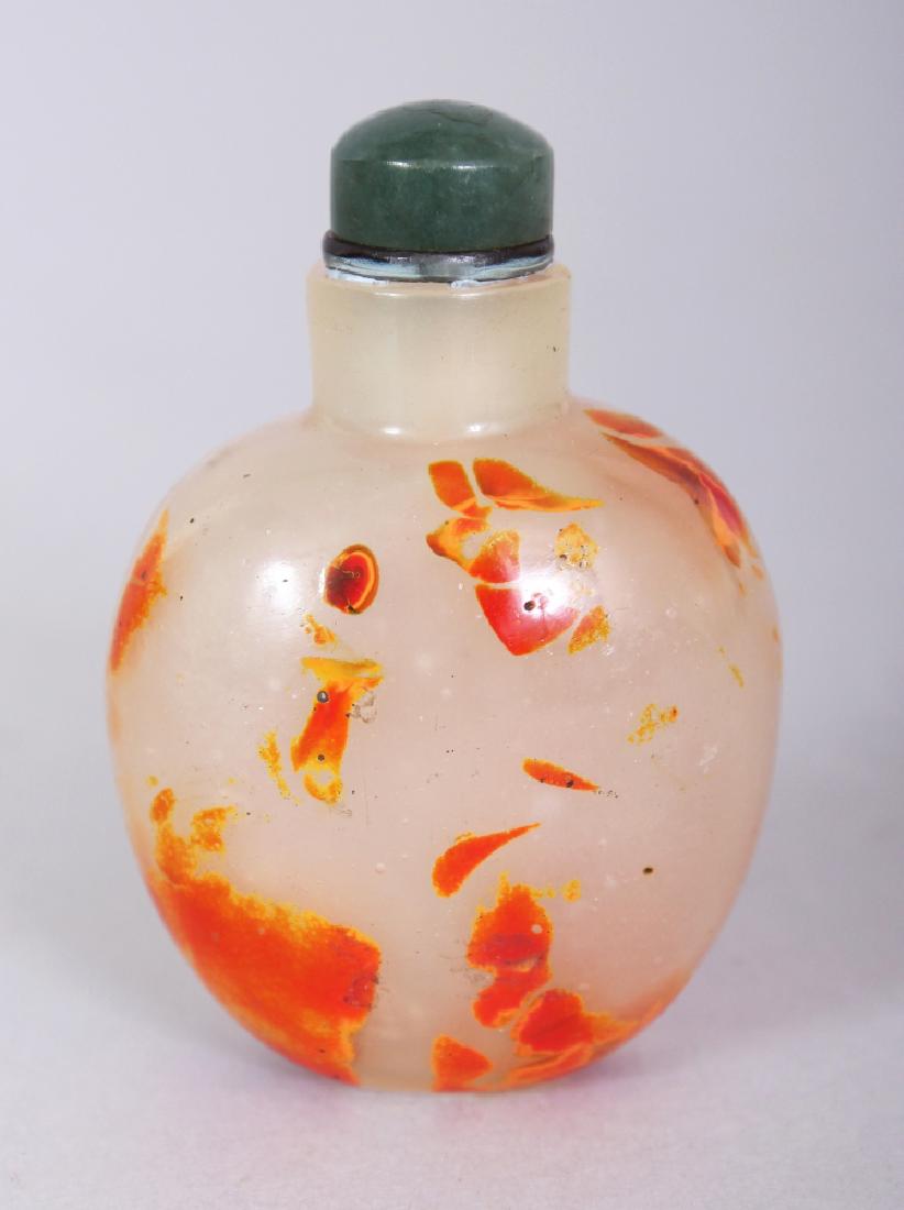 AN UNUSUAL CHINESE GLASS SNUFF BOTTLE & STOPPER, the (1 of 7)