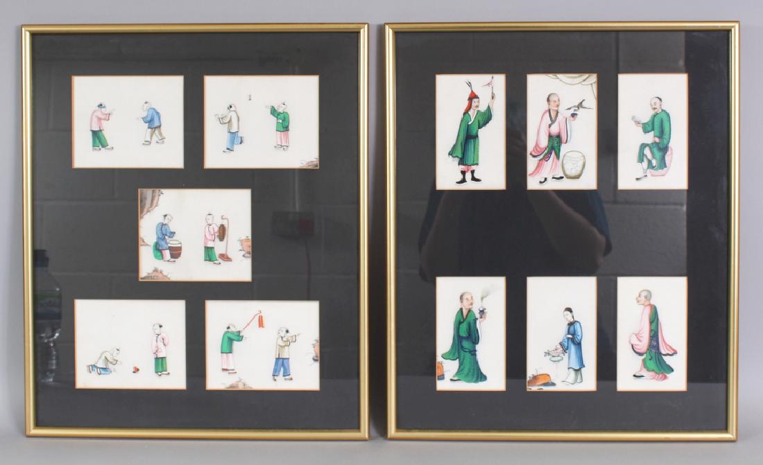 A PAIR OF 19TH CENTURY FRAMED CHINESE PAINTINGS OF RICE (1 of 9)