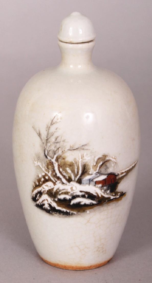 A 20TH CENTURY CHINESE PORCELAIN SNOW SCENE SNUFF (1 of 9)