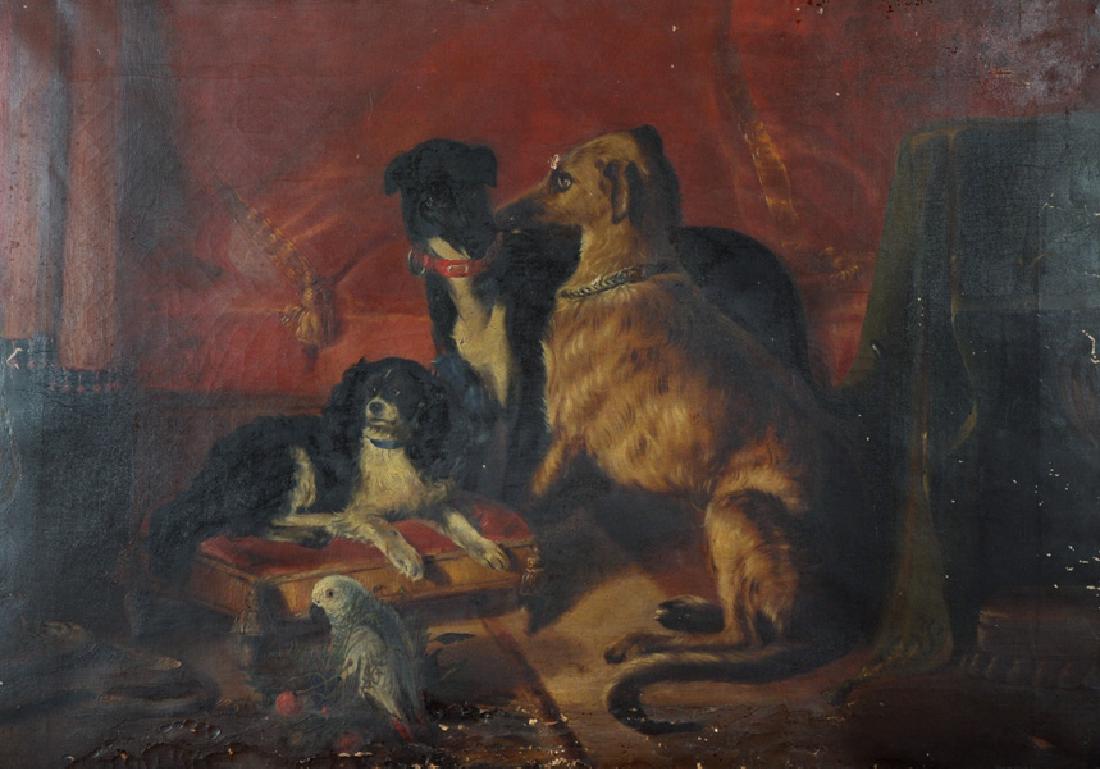 After Edwin Henry Landseer (1802-1873) British. 'Queen: After Edwin Henry Landseer (1802-1873) British. 'Queen Victoria's Favourite Pets', Oil on Canvas, Unframed, 20" x 28.5".