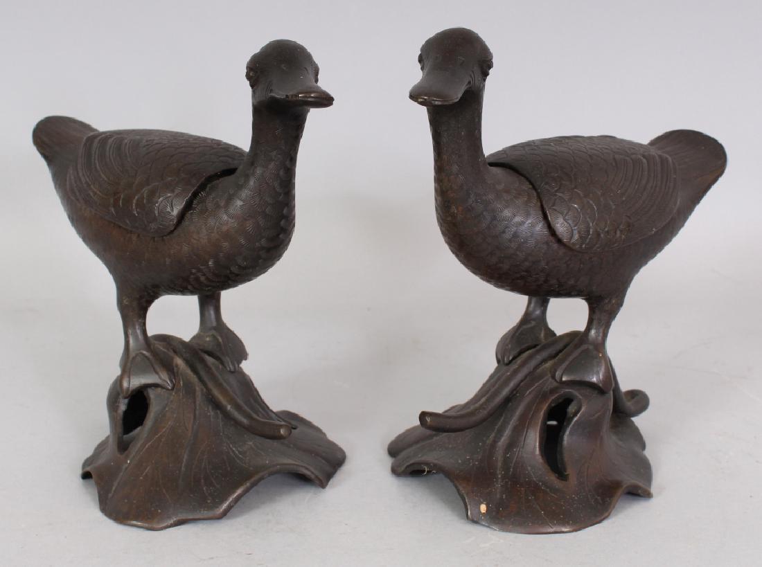 A GOOD PAIR OF 19TH CENTURY CHINESE DUCK FORM CENSERS & (1 of 10)