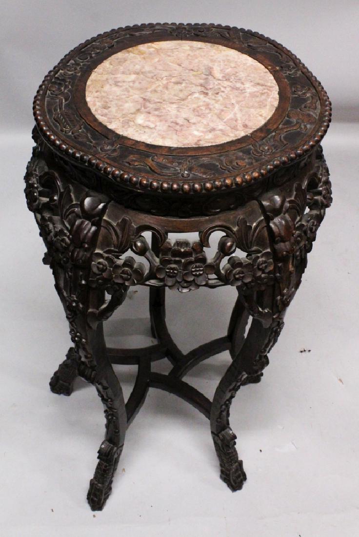 A 19TH CENTURY CHINESE PENTAFOIL SECTION MARBLE-TOP (1 of 8)