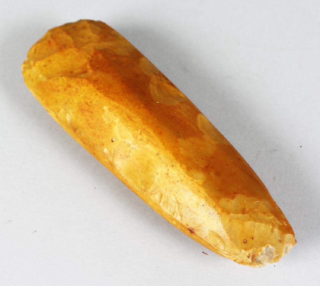 A NEOLITHIC FLINT AXE HEAD.  9ins long. (1 of 1)