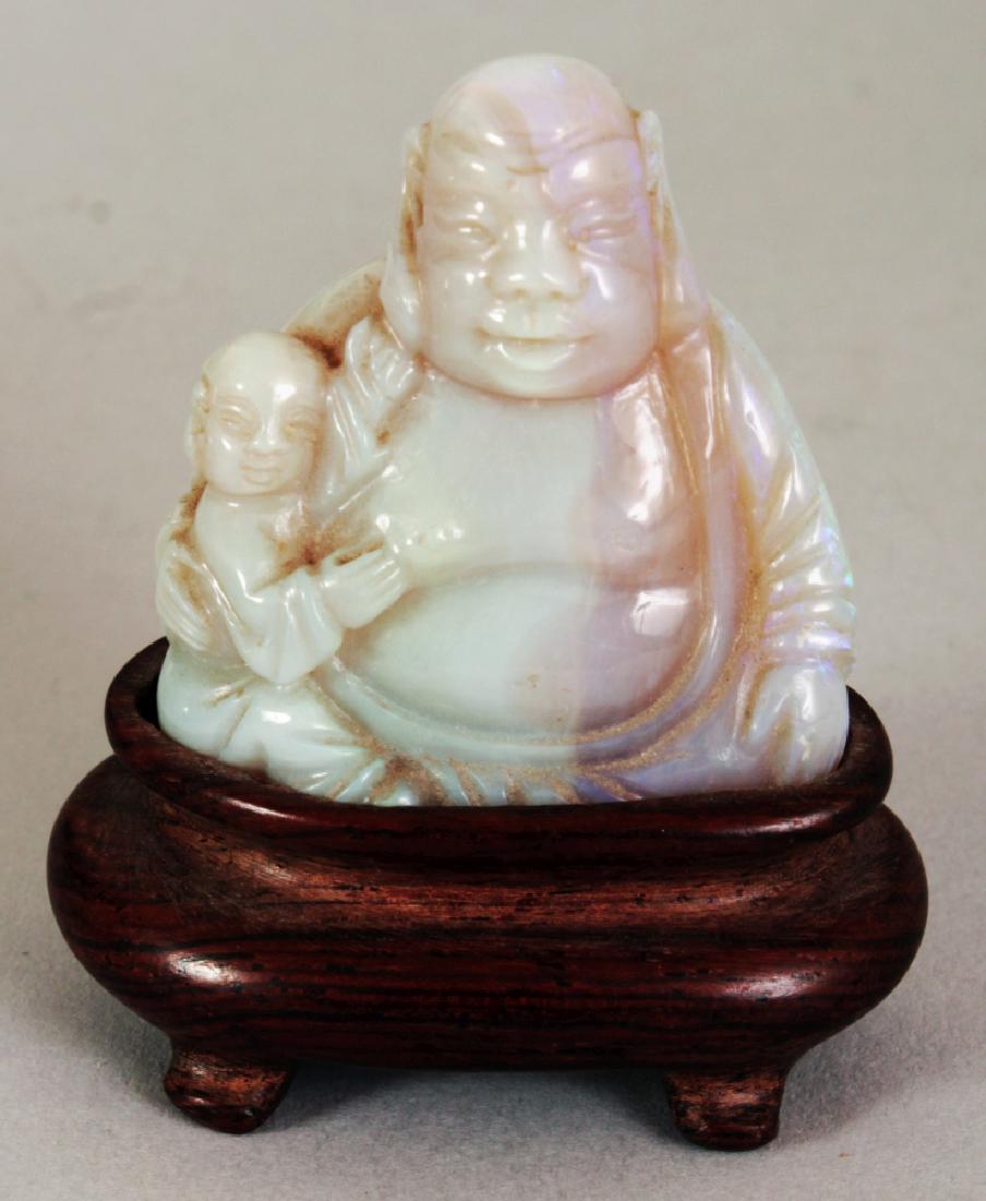 A GOOD QUALITY CHINESE OPAL-LIKE HARDSTONE CARVING OF (1 of 4)
