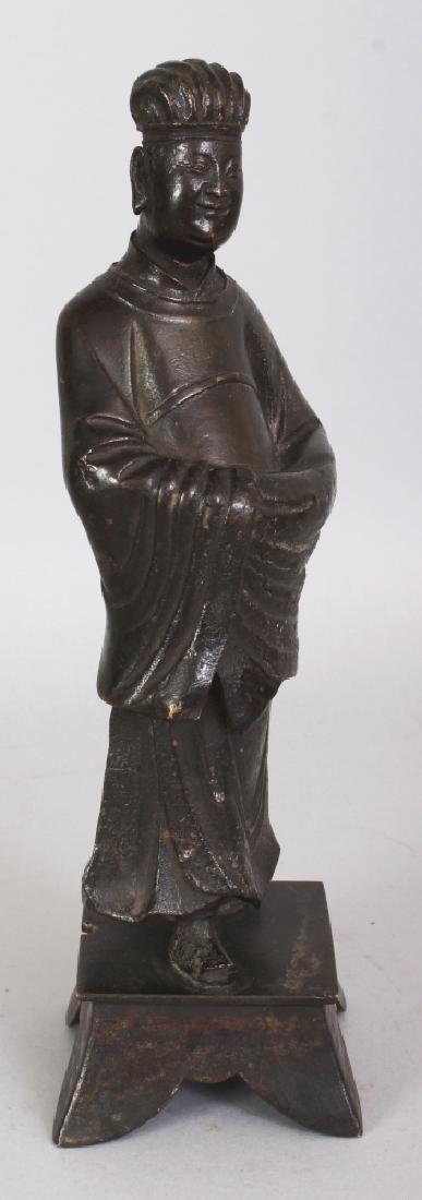 A CHINESE MING DYNASTY BRONZE FIGURE OF A STANDING (1 of 6)
