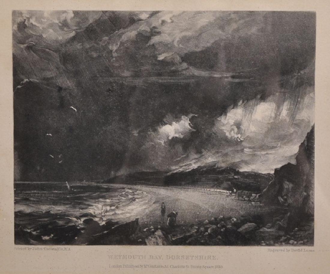 David Lucas (1802-1881) British. "Weymouth Bay,: David Lucas (1802-1881) British. "Weymouth Bay, Dorsetshire", after John Constable, Mezzotint, 5.5" x 7.25", and eight others by the same hand, nine (9).