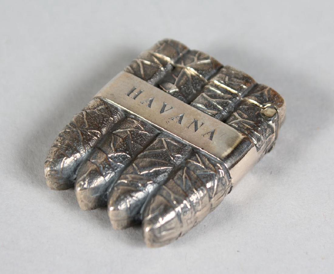 A NOVELTY SILVER HAVANA CIGAR VESTA CASE. (1 of 1)
