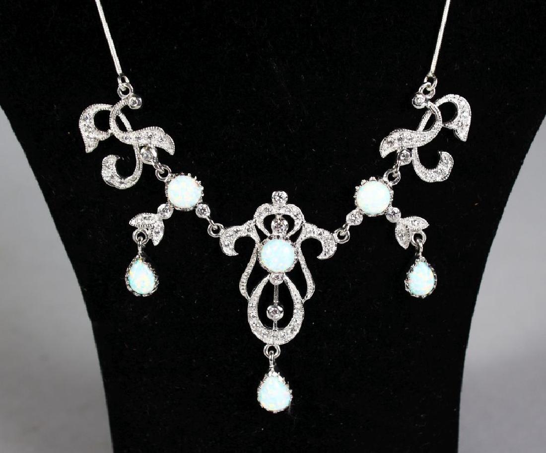 A VICTORIAN STYLE GILSON OPAL SET NECKLACE. (1 of 2)