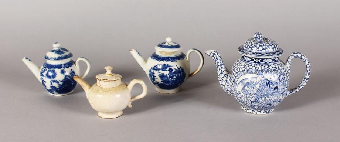 AN ADAMS BLUE AND WHITE CHINESE PATTERN TEAPOT, TWO (1 of 2)