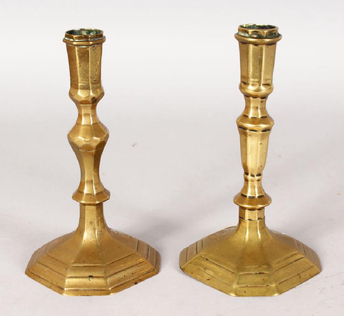 A MATCHED PAIR OF 18TH CENTURY BRASS CANDLESTICKS (1 of 1)