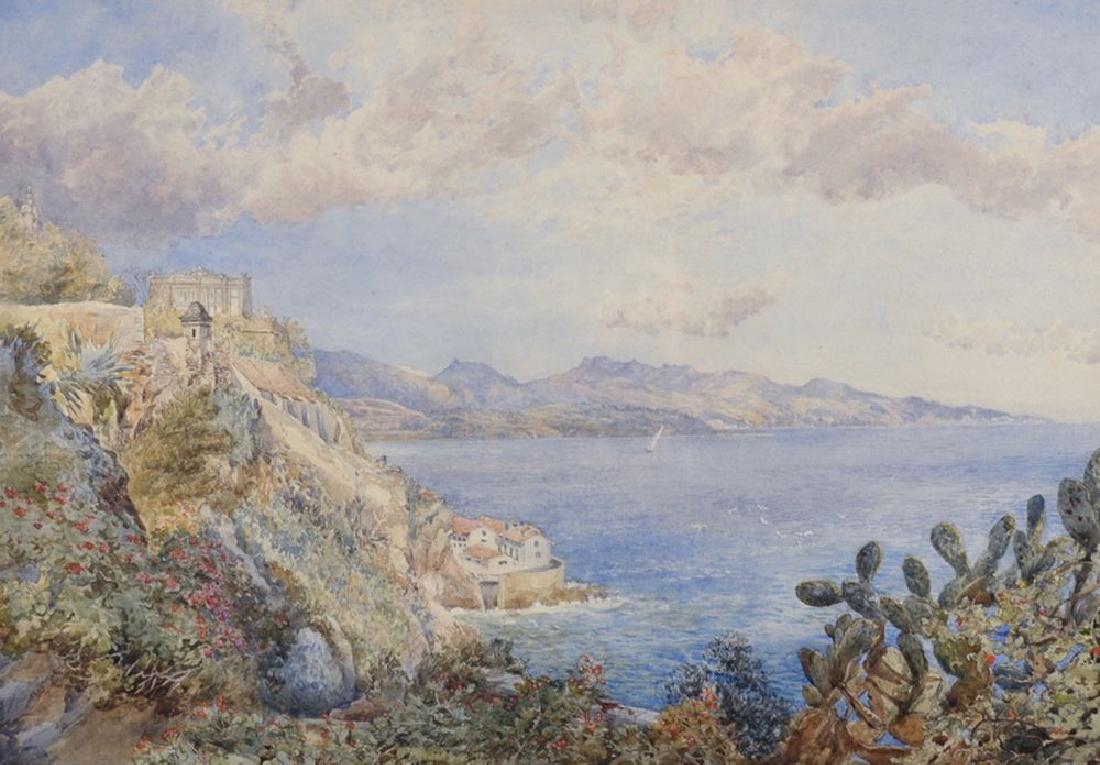 Follower of Edward Lear (1812-1888) British. An Italian: Follower of Edward Lear (1812-1888) British. An Italian Coast Scene, Watercolour, 13.25" x 19.75".