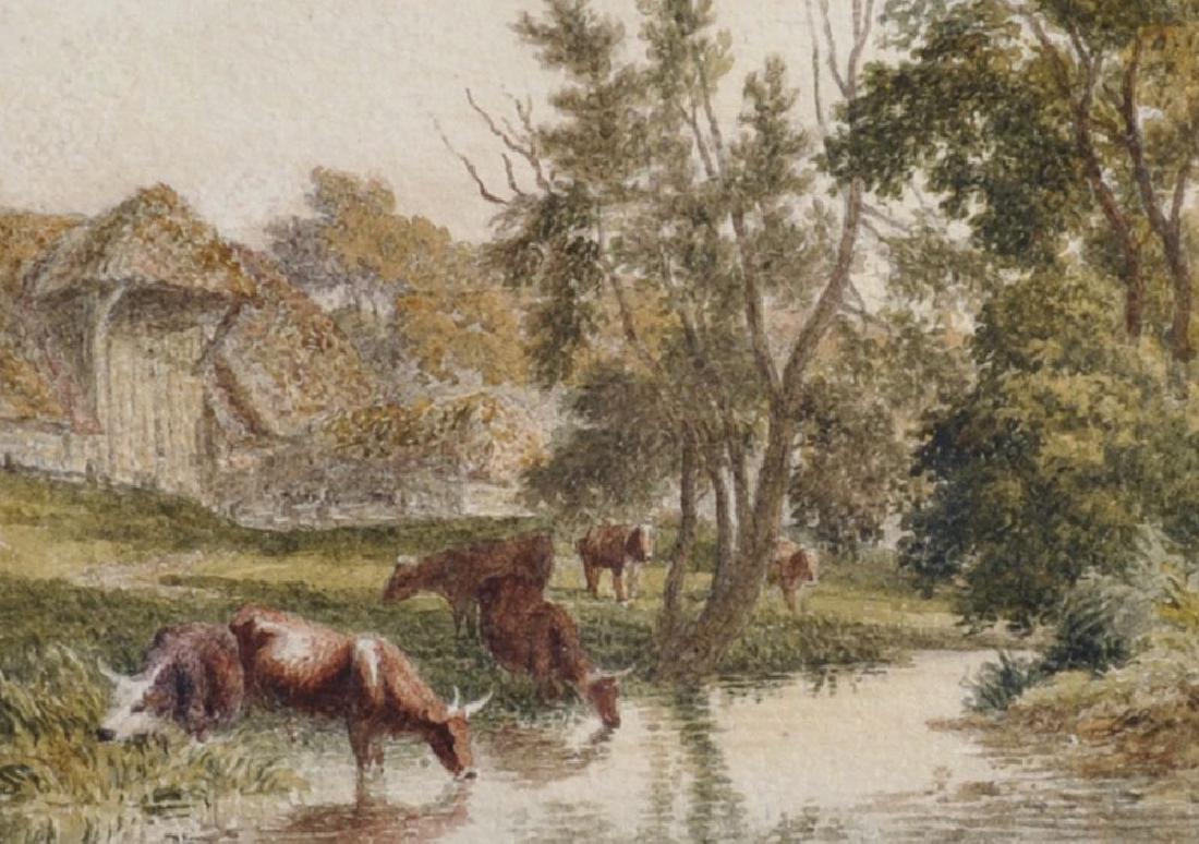 Robert Hills (1769-1844) British. Cattle Watering in a: Robert Hills (1769-1844) British. Cattle Watering in a Stream, Watercolour and Pencil, 3.2" x 4.4". Provenance: John Garle, Spink.