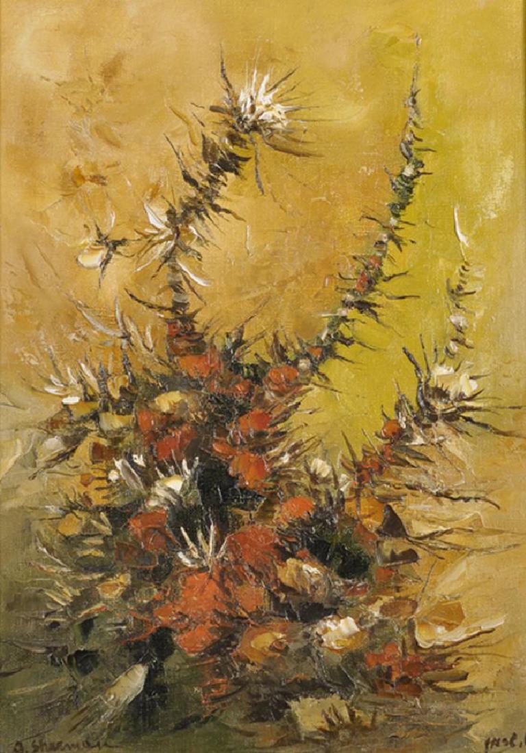 Ahuva Sherman (1928-   ) Israeli. "Thorns", Oil on (1 of 4)
