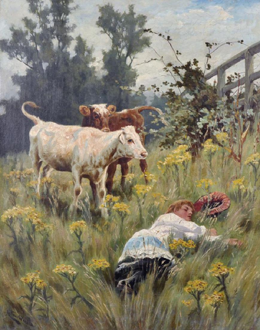 Arthur Wardle (1864-1949) British. 'Asleep in the (1 of 4)