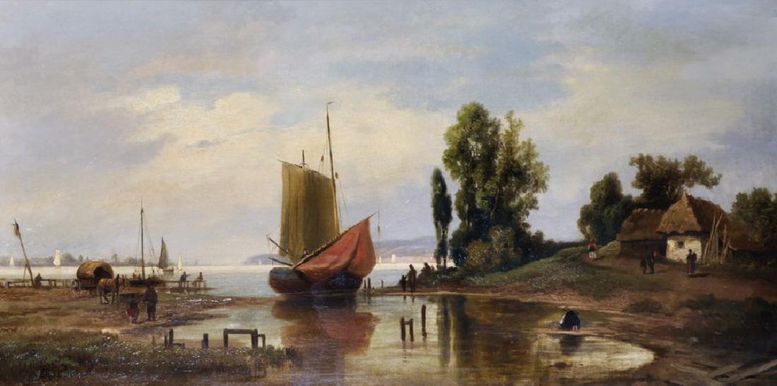 J... Bayer (19th Century) European. An Estuary Scene, (1 of 4)
