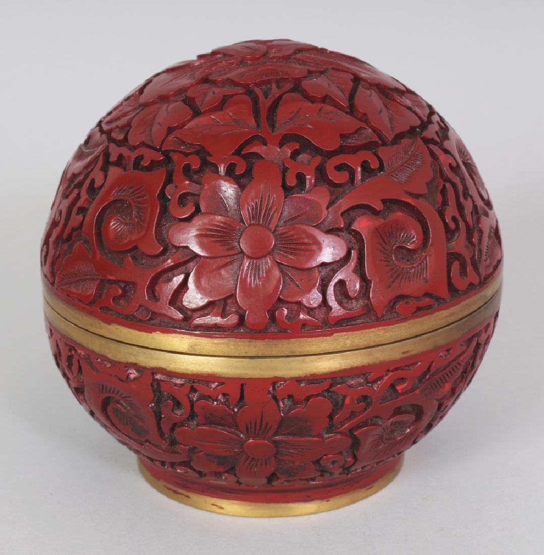 A CHINESE RED CINNABAR LACQUER BOX & COVER, the sides (1 of 7)