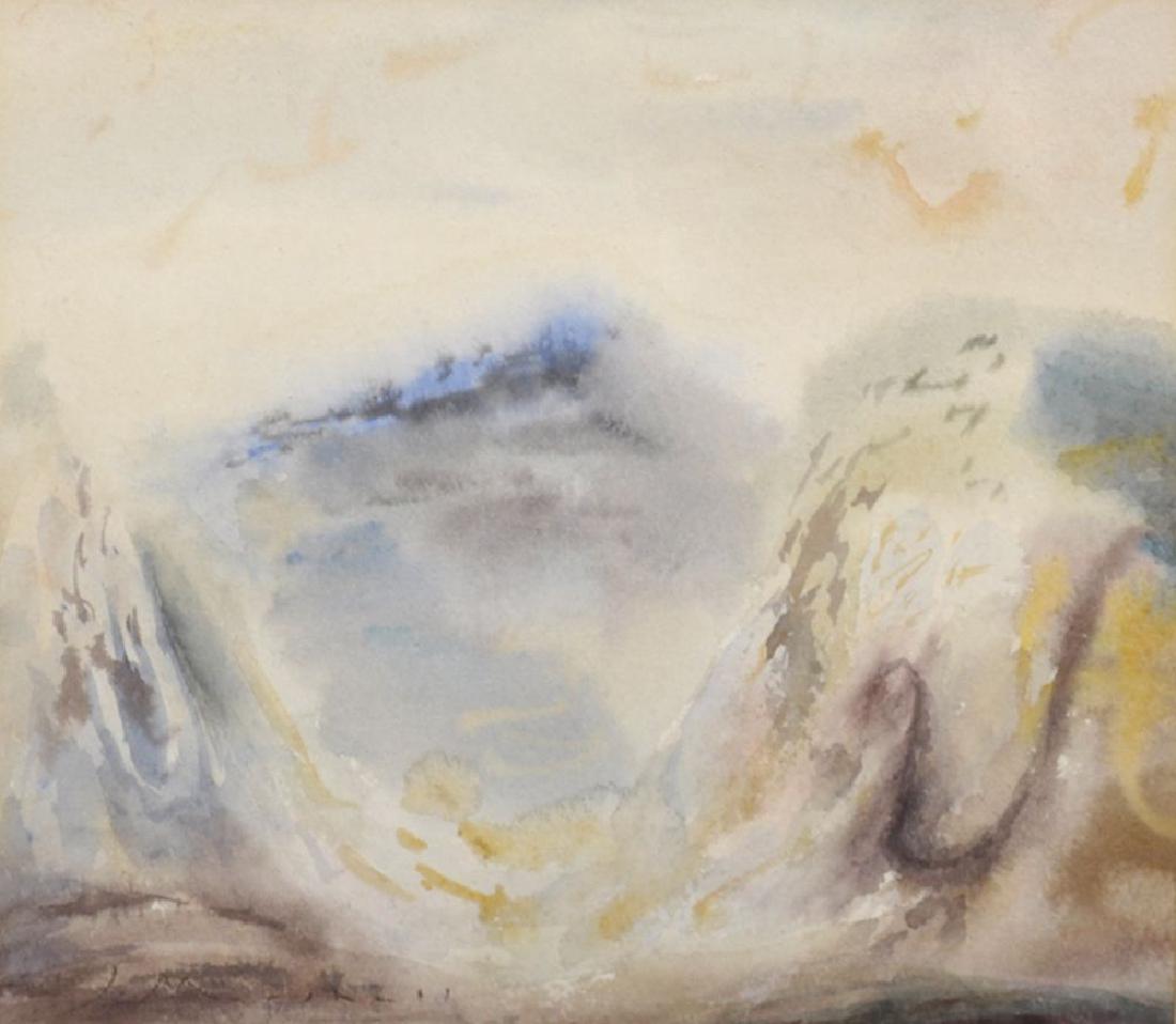 John Marshall (1840-1896) British. "Hot Day in the: John Marshall (1840-1896) British. "Hot Day in the Hills", Watercolour, Indistinctly Signed, Inscribed with Title on Label on reverse, 6.25" x 7.25". Provenance: Leicester Galleries, London, A.B.Gardi