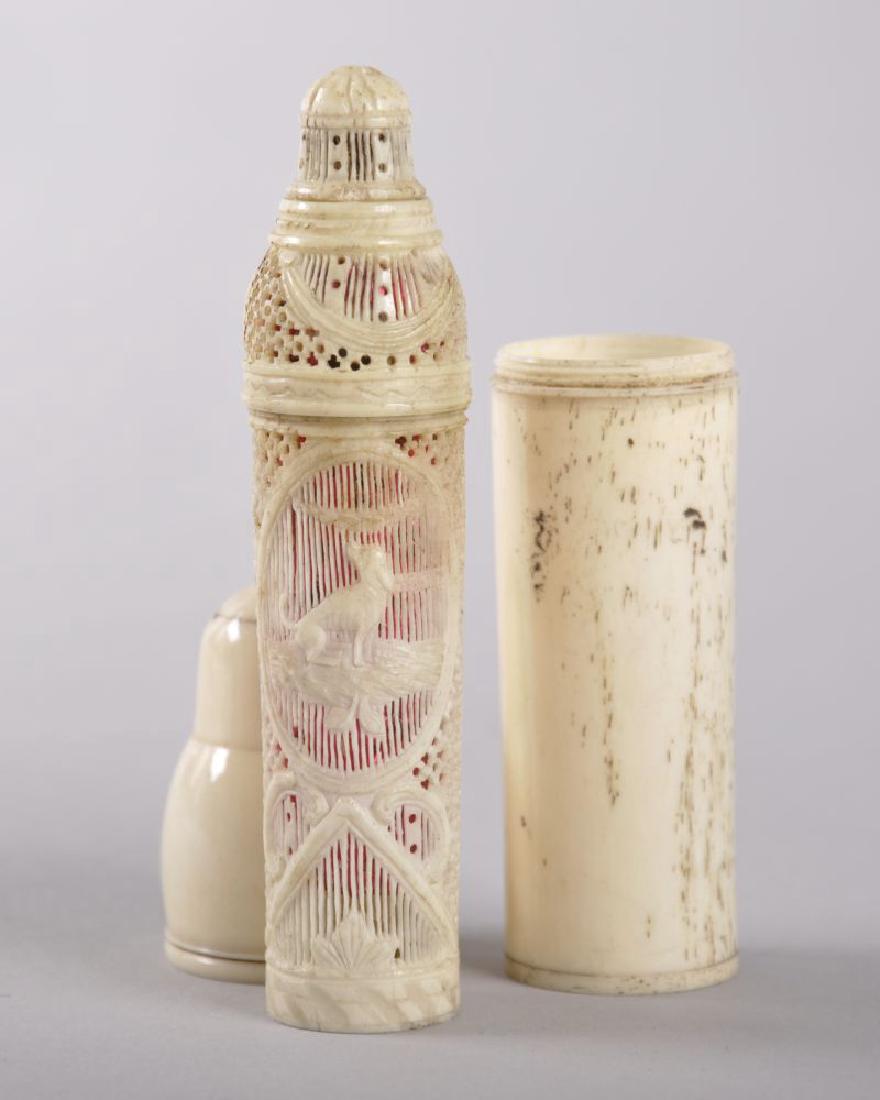 A DIEPPE BONE CASED CLEAR GLASS SCENT BOTTLE, CIRCA.