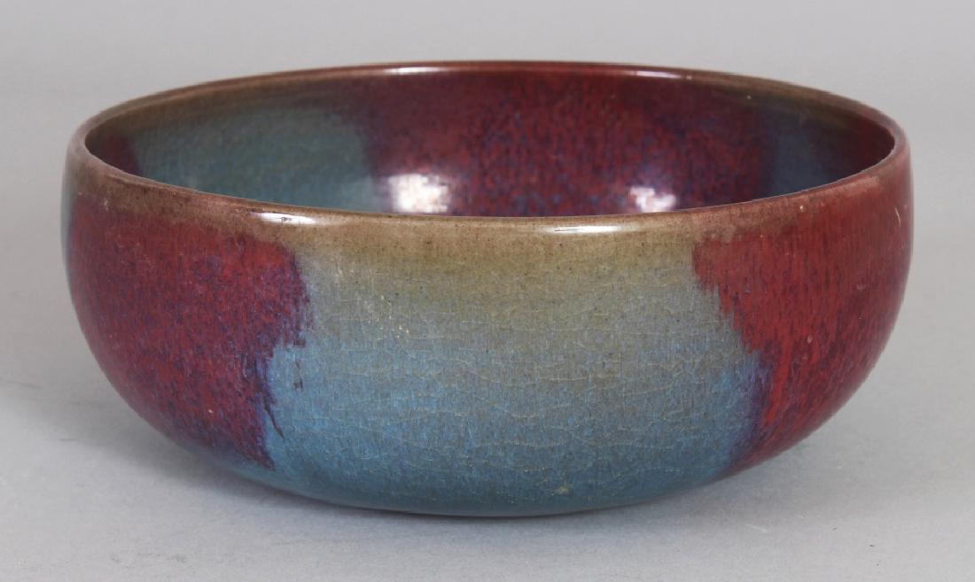 A CHINESE JUN WARE PURPLE SPLASH CERAMIC BOWL, with (1 of 5)