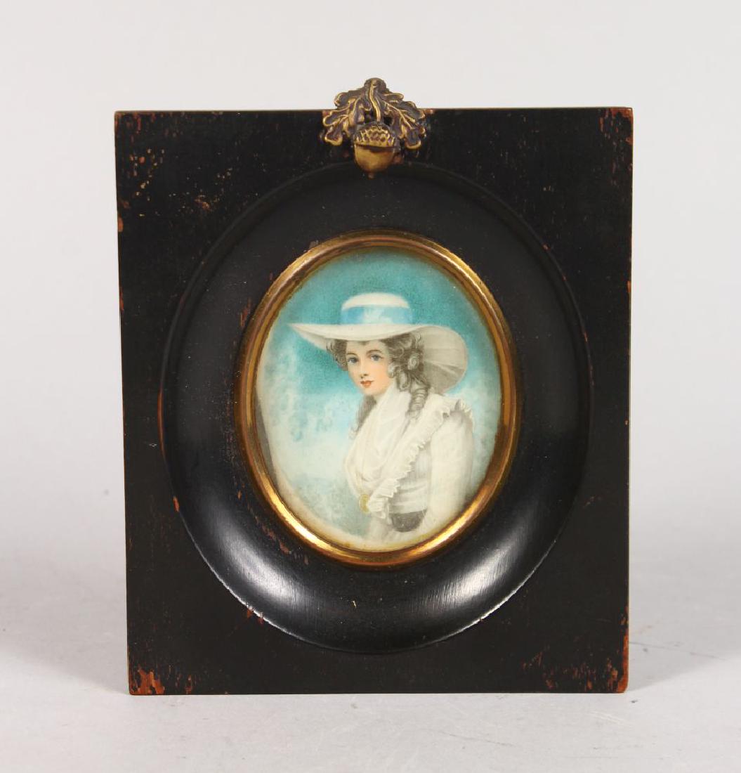 A FRAMED OVAL PORTRAIT OF A YOUNG LADY. 3ins x: A FRAMED OVAL PORTRAIT OF A YOUNG LADY. 3ins x 2.25ins.