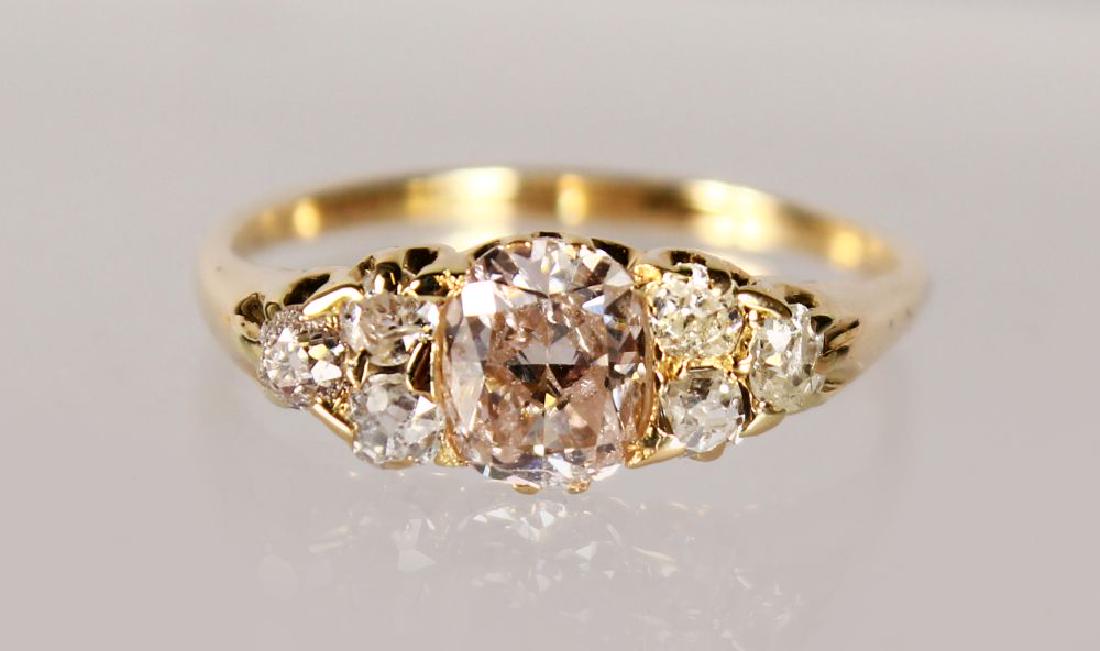 AN 18CT YELLOW GOLD SEVEN STONE DIAMOND RING, 2CTS. (1 of 1)