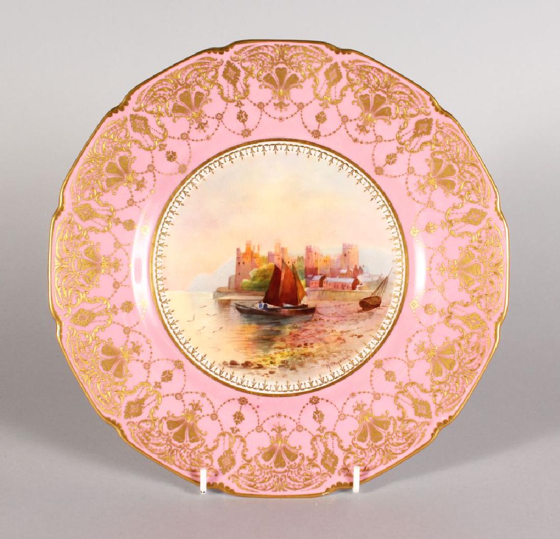 A ROYAL DOULTON PLATE "CONWAY CASTLE" painted by H (1 of 3)