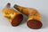 A PAIR OF MAORI FINELY CARVED HORN SCRIMSHAW POWDER - 4