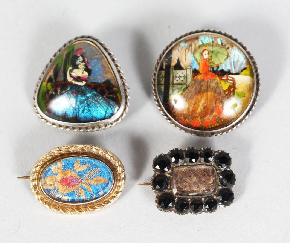 TWO SILVER BROOCHES, set with butterfly wings together (1 of 1)