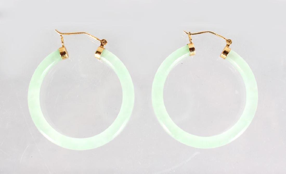 A PAIR OF 18ct GOLD MOUNTED JADE EARRINGS (1 of 1)