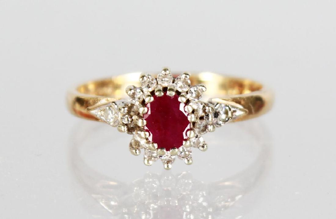 AN 18ct GOLD RUBY AND DIAMOND CLUSTER RING (1 of 1)