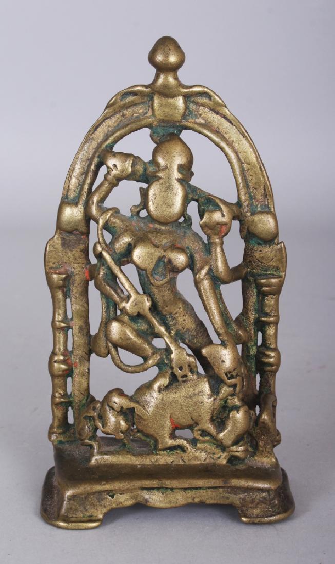 A Brass Shrine Depicting Durga Slaying the Buffalo (1 of 7)