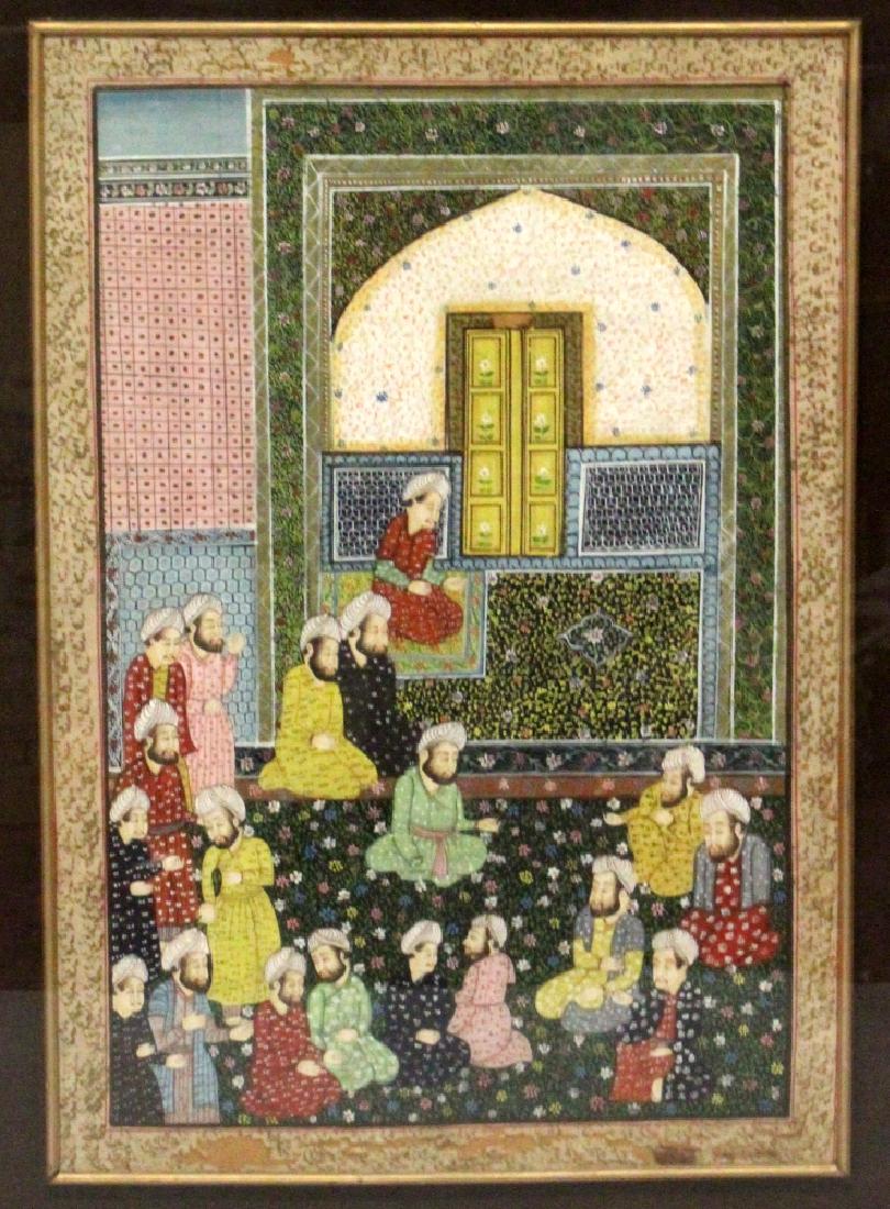 A LARGE 20TH CENTURY GILT FRAMED INDIAN PAINTING ON (1 of 5)