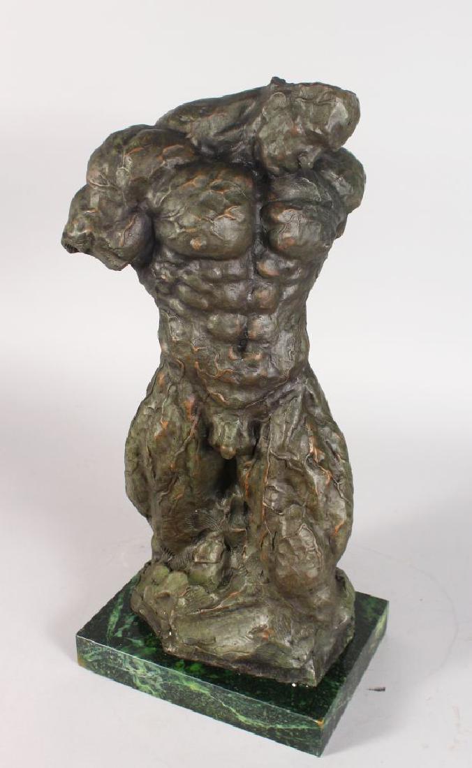 AN UNUSUAL ABSTRACT BRONZE, TORSO OF A MAN, on a (1 of 1)