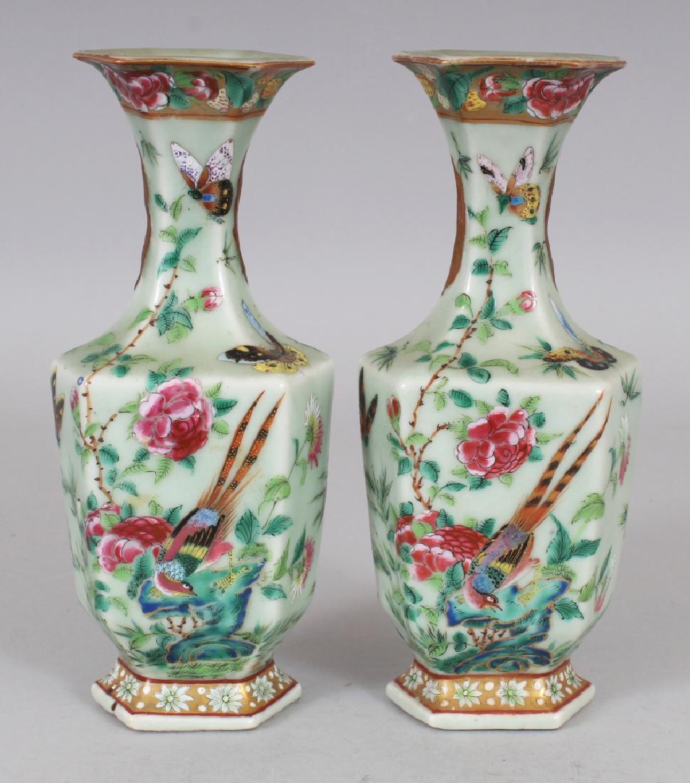 A SMALL PAIR OF 19TH CENTURY CHINESE CANTON CELADON (1 of 8)