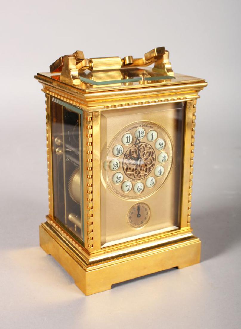 A GOOD FRENCH CARRIAGE CLOCK with repeat and alarm, (1 of 6)