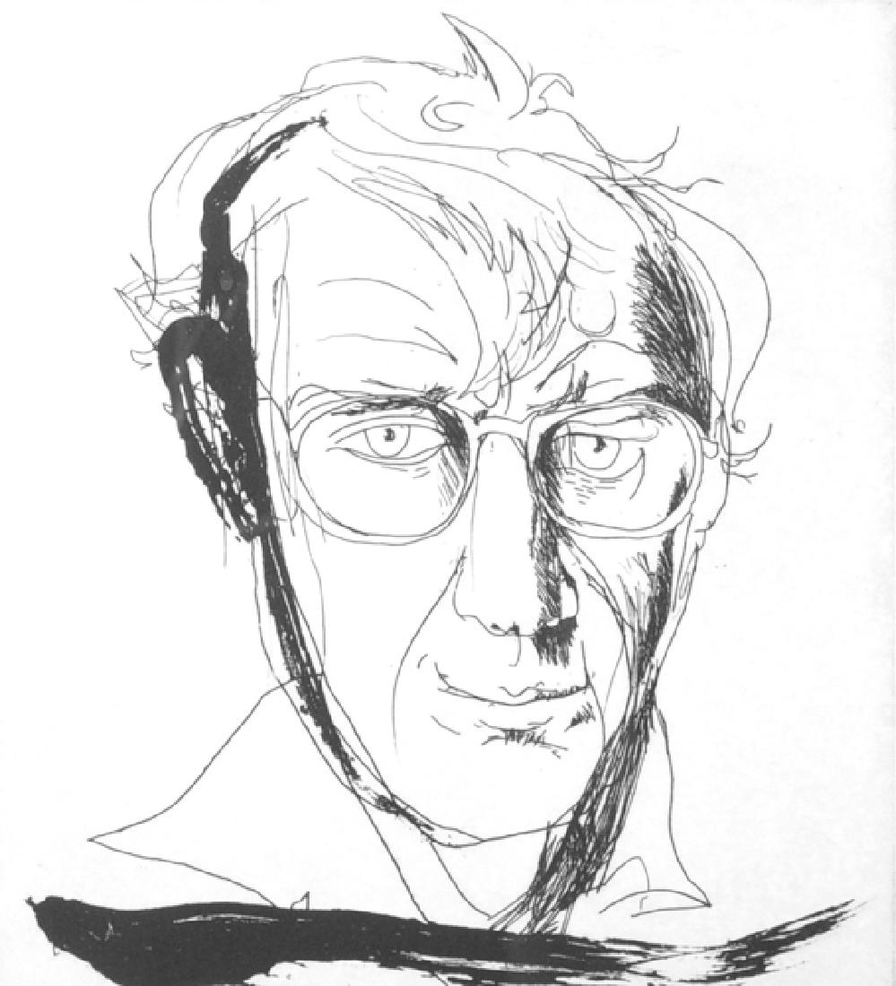 Brett Whiteley (1939-1992) Australian. "Kingo",: Brett Whiteley (1939-1992) Australian. "Kingo", Portrait of Peter Kingston, Etching, Signed with Red Studio Stamp, 8.75" x 7.75".