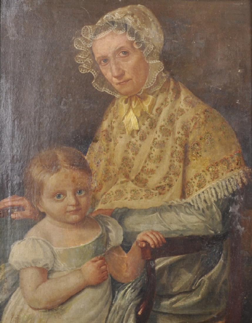 Late 19th Century English School. Portrait of a Lady: Late 19th Century English School. Portrait of a Lady with a Young Child, Oil on Canvas, 16.5" x 13".