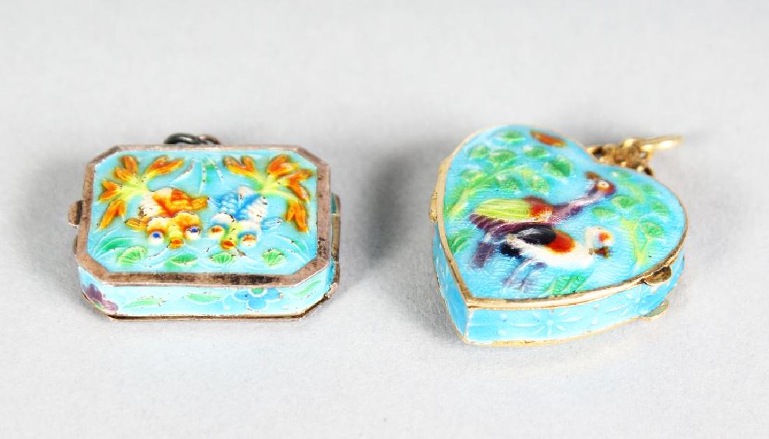 TWO CHINESE SILVER AND ENAMEL LOCKET.: TWO CHINESE SILVER AND ENAMEL LOCKET.
