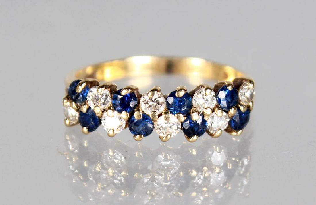 A 9CT GOLD DOUBLE ROW RING. (1 of 1)