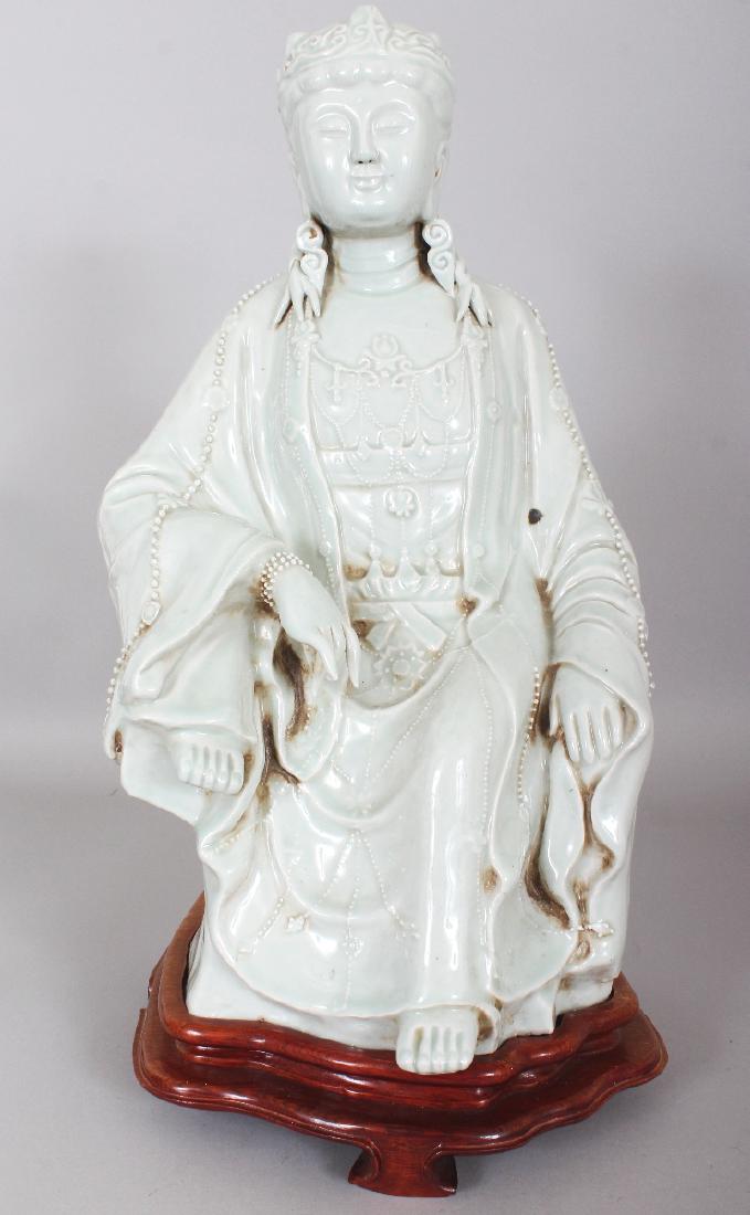 A LARGE CHINESE CELADON GLAZED PORCELAIN FIGURE OF (1 of 8)