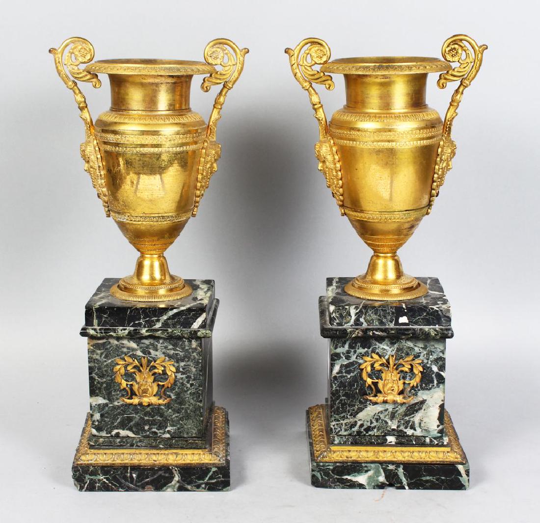 A VERY GOOD PAIR OF EMPIRE GILT BRONZE AND ORMOLU (1 of 1)